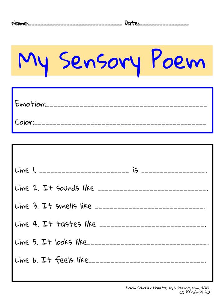 Expressing Emotions With Sensory Poems  Liquid Literacy